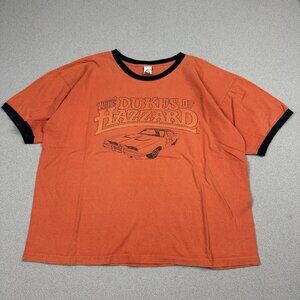 Vintage Y2K Dukes of Hazzard Ringer T-Shirt XL Orange General Lee Tee USA